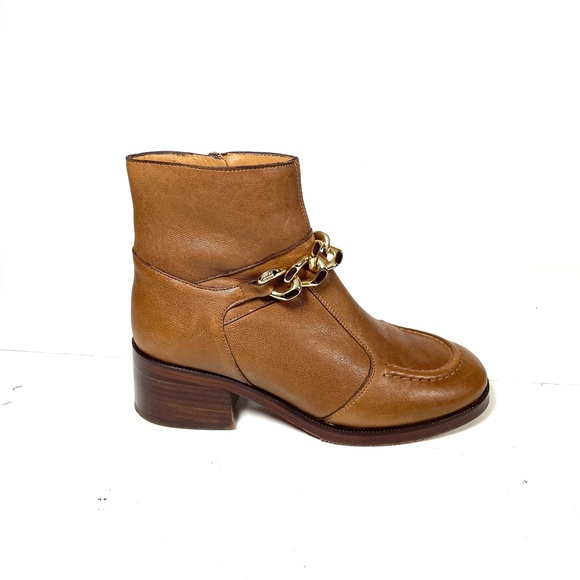 See By Chloe Mahe Women’s Ankle Boots Brown Gold Chain Embellished Size 36 US 5 - Picture 3 of 12